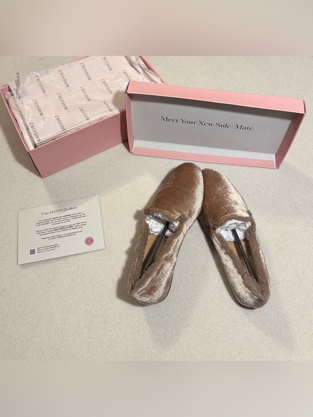 Plush Velvet Slip-On Flats in Taupe